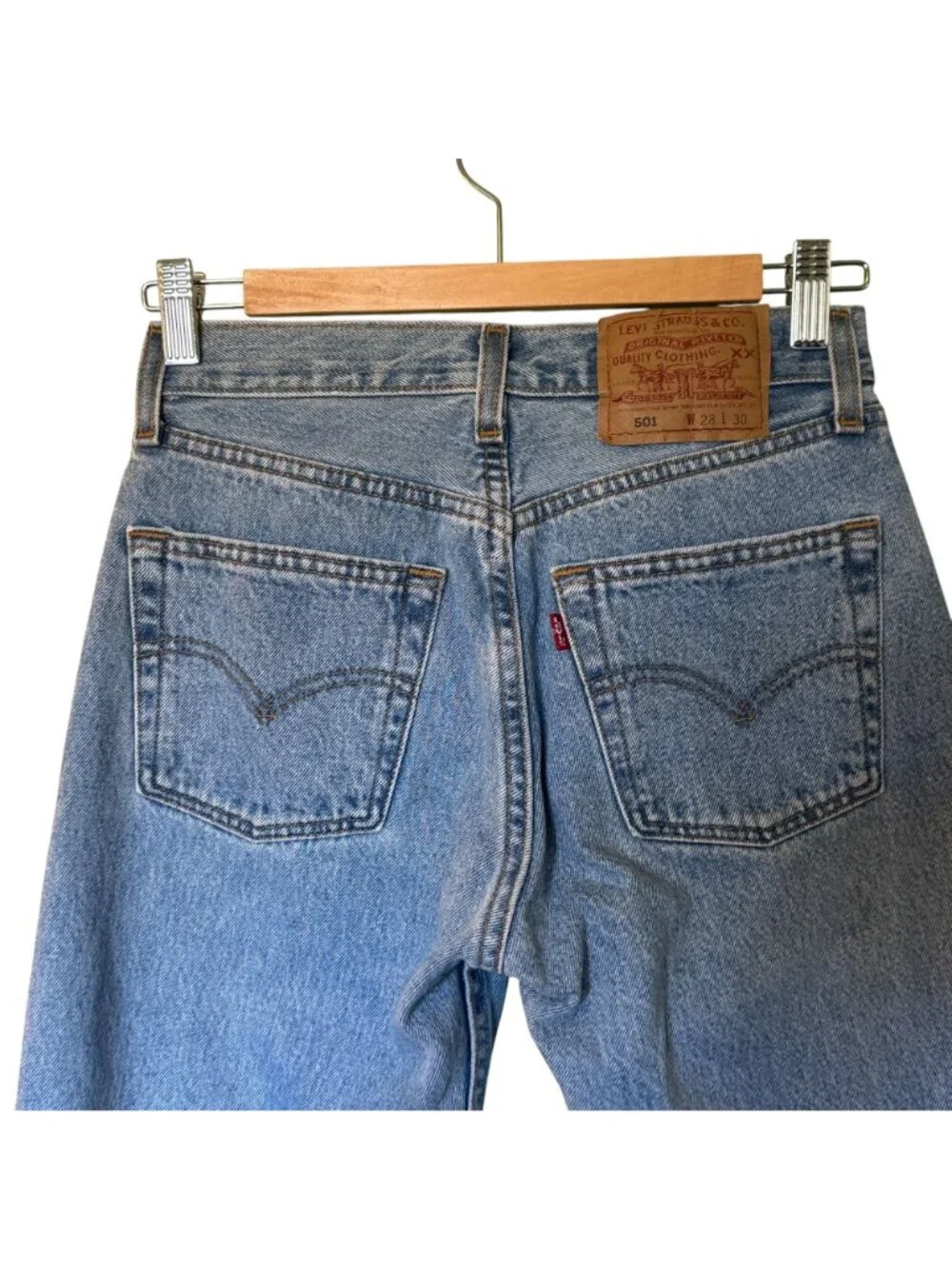 Women's Denim Jeans Levi's 501 Vintage 1990s Button Fly Light Wash Size 28 X 30 - Picture 4 of 12